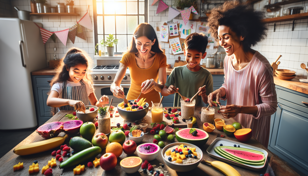 "alt_text": Sarapan sehat anak: buah, sereal, dan susu, penuh warna dan gizi untuk energi sepanjang hari.