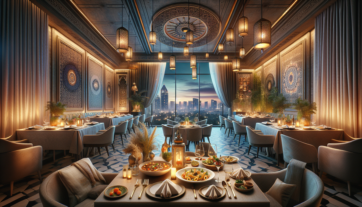 alt_text: Iftar di Jakarta dengan tema Italia Mediterania, menampilkan hidangan dan dekorasi khas.