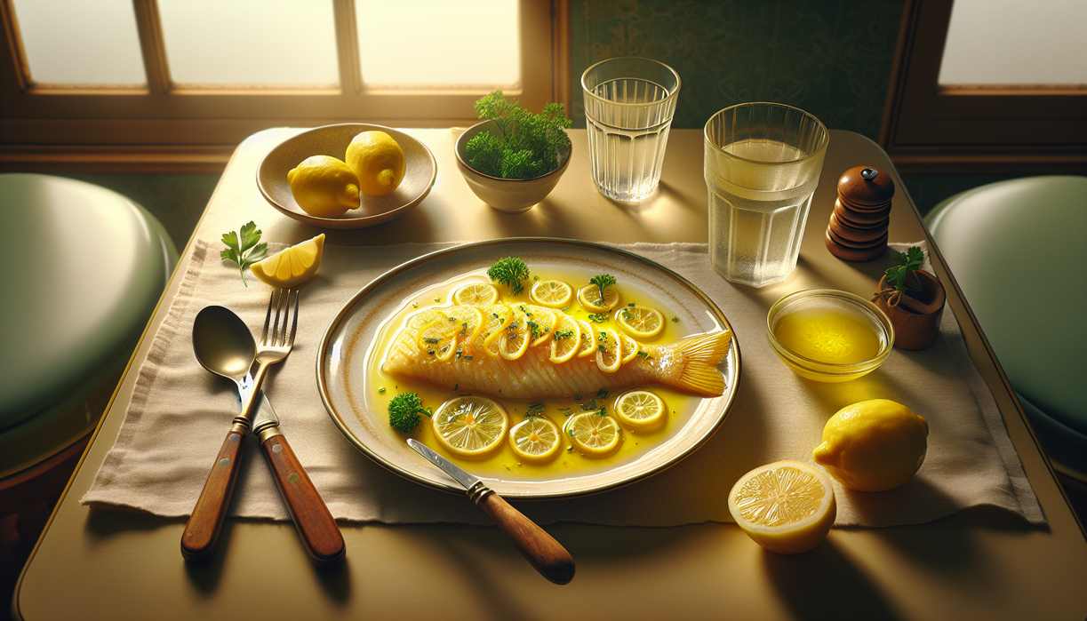 alt_text: Ikan Dori dengan saus lemon disajikan untuk berbuka puasa yang segar dan menggugah selera.