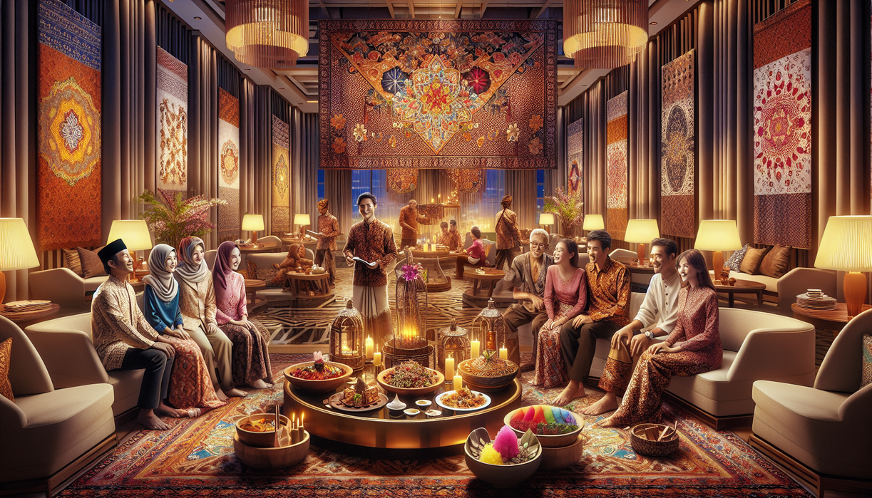 alt_text: Dekorasi Ramadan di hotel menampilkan elemen budaya khas Nusantara.