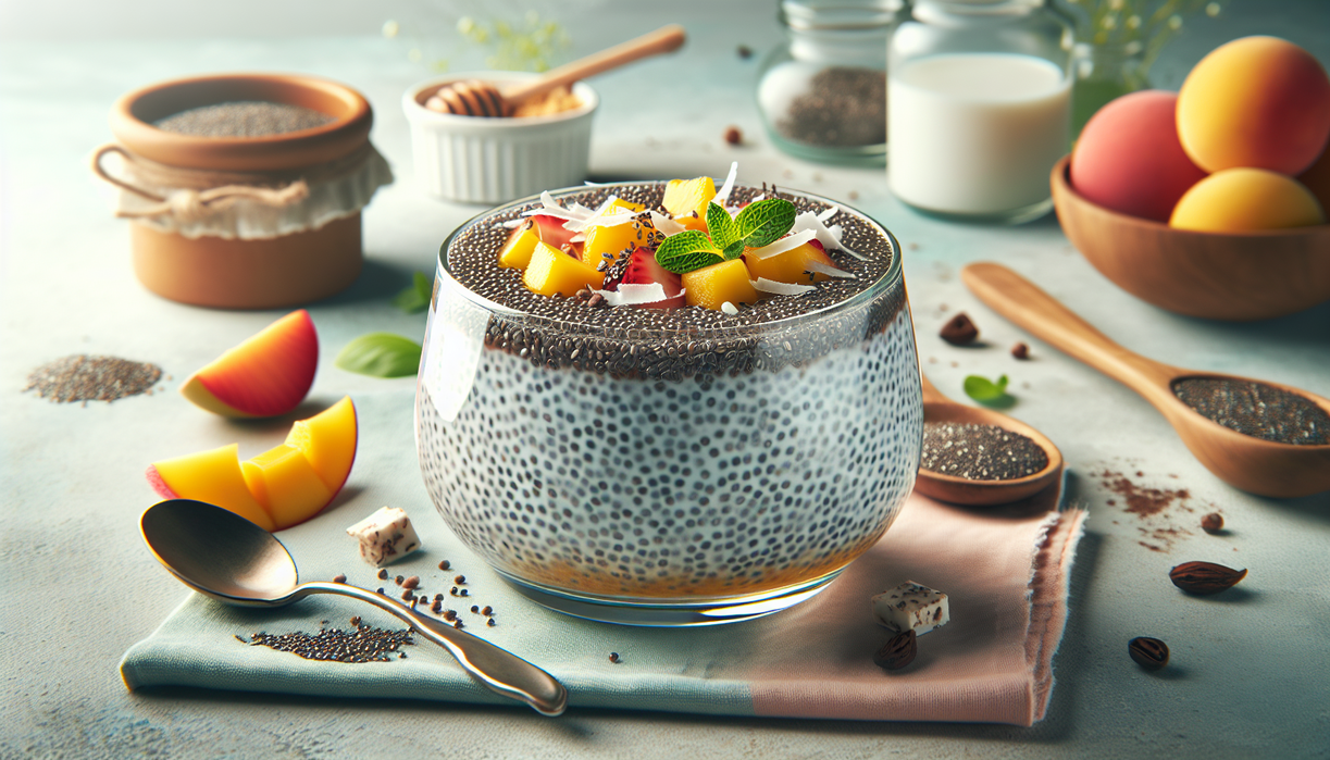 alt_text: Puding chia sehat berlapis buah segar, disajikan dalam gelas, camilan kekinian dan sederhana.