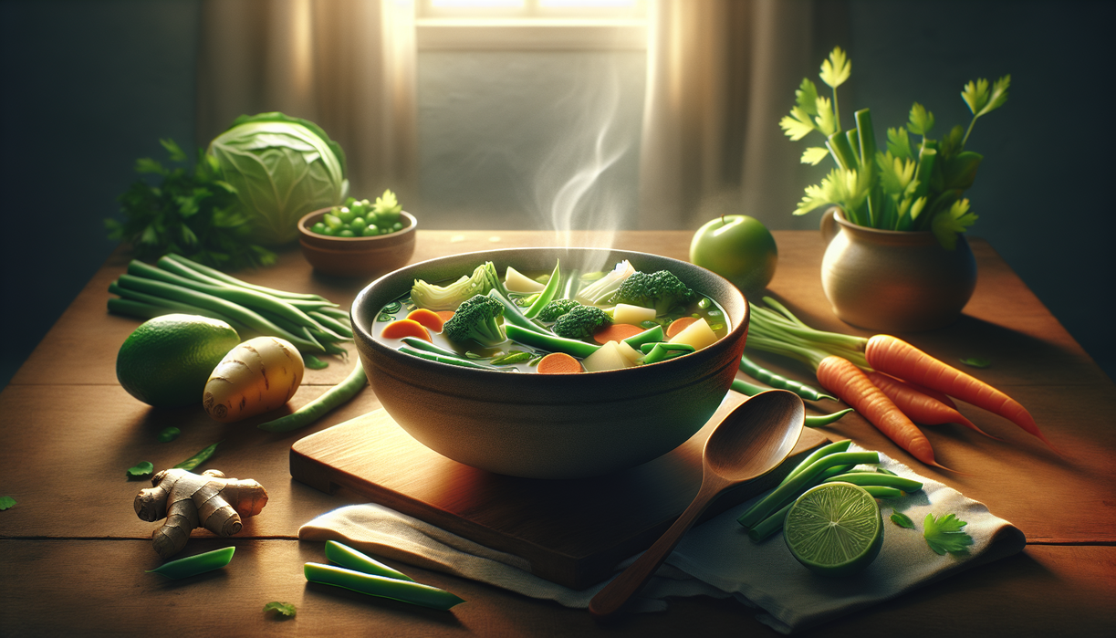 alt_text: Sup sayur sehat rendah natrium, hangat dan menenangkan, cocok untuk diet harian ringan.