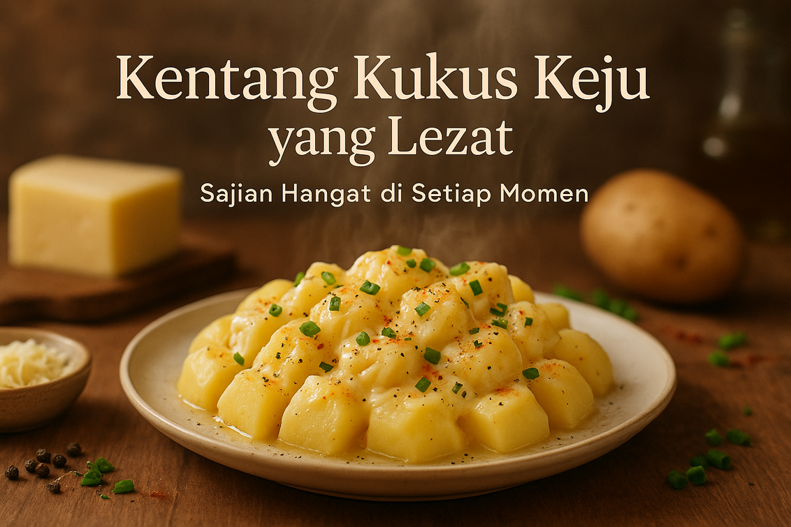 alt_text: Kentang kukus keju yang lembut, mudah dibuat dan cocok sebagai camilan lezat.
