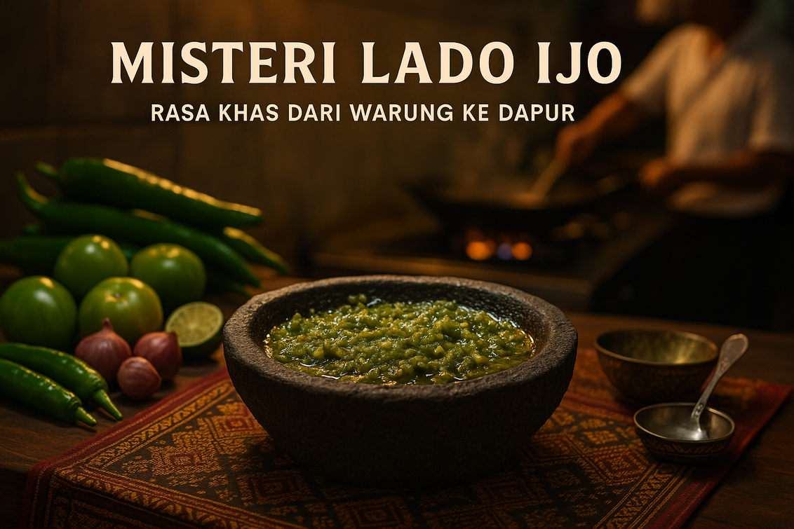 alt_text: Sambal lado ijo khas RM Padang yang pedas dan segar, menggugah selera dengan aroma menggoda.